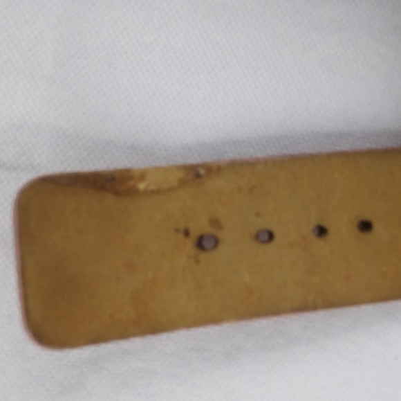 Vtg Fossil Mother Pearl Rhinestone Pink Croc Embossed Leather Wristband Barbie - Picture 5 of 5